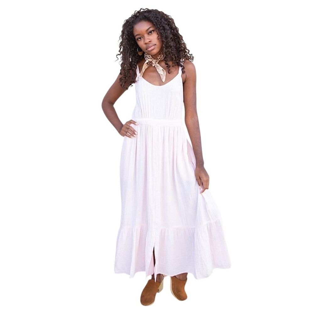 XIRENA Oaklyn Tiered Slub Cotton Midi Dress in White